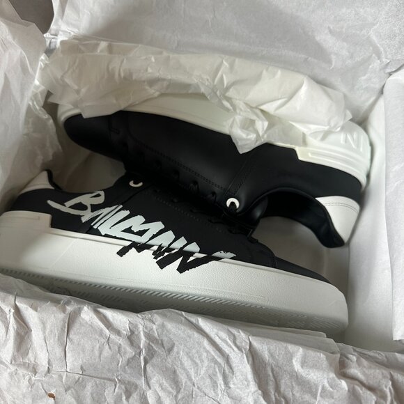 Balmain White & Black Sneakers Size 10 (Mens) - Picture 1 of 10